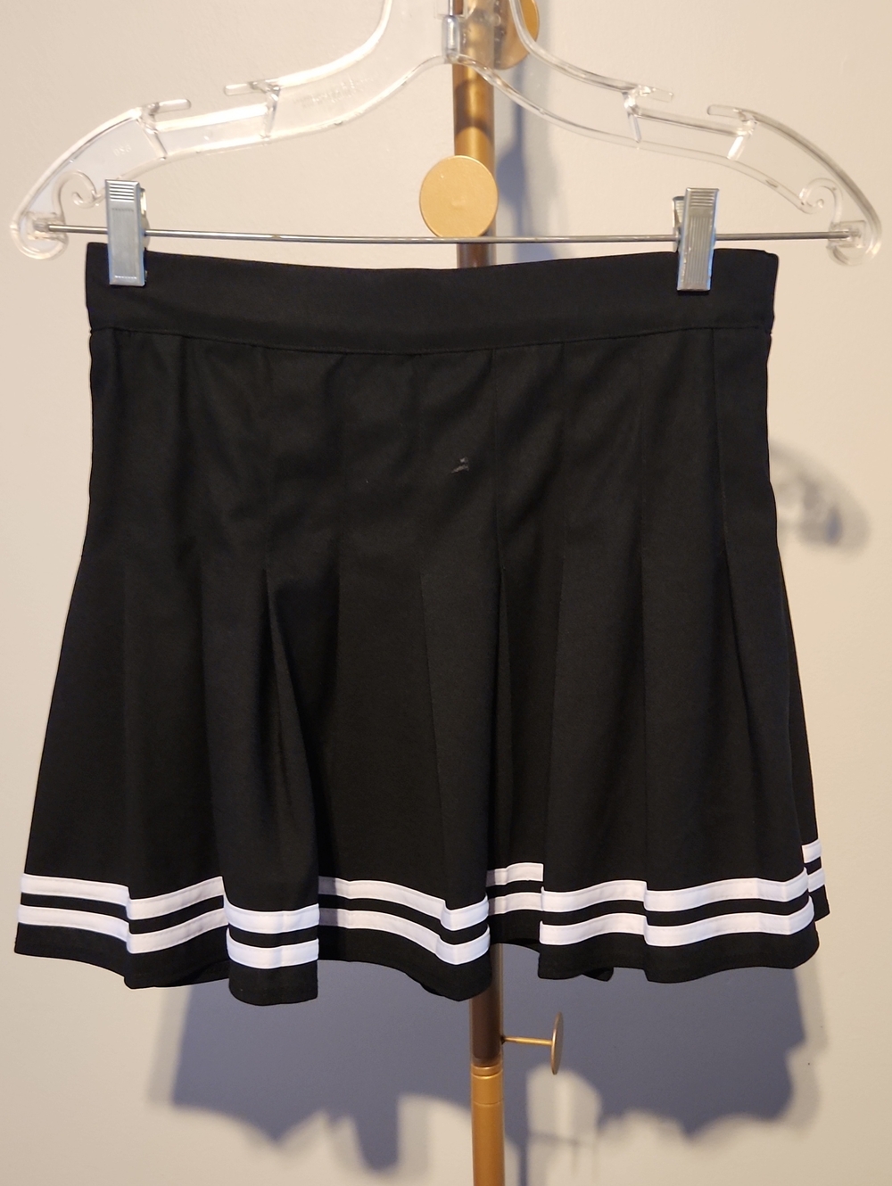 Ardene Black Skater Skirt with White Stripe Hem